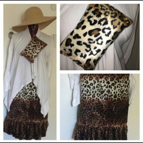 Leopard ruffled skirt w/ wristlet - Picture 4 of 4